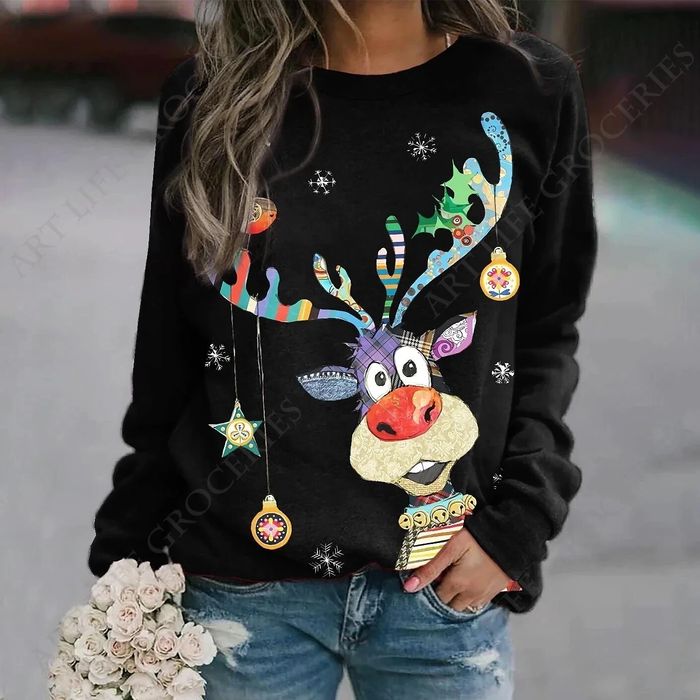 Winterpullover mit Weihnachtsmotiven