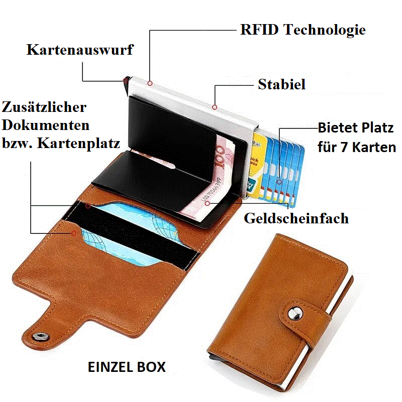 Portemonnaie in 3 Varianten mit Anti-RFID-Blocker (RFID-Schutz)