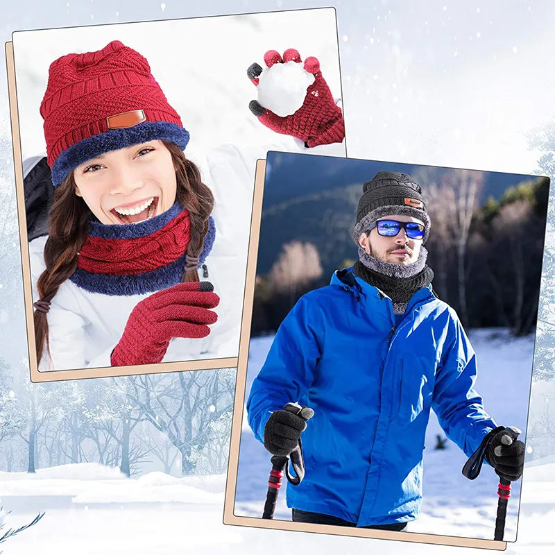 Winter Unisex Mütze-Schal-Handsuhe
