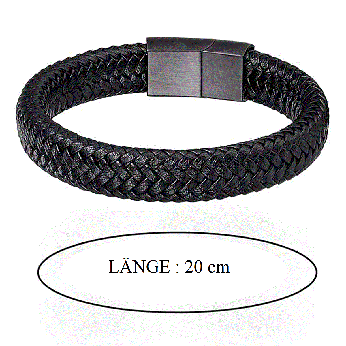 Schwarzes Leder-Magnetarmband